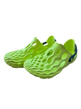 Merrell Neon Lime Ventilated Foam Clogs with Navy Heel Strap